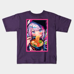 Cute Anime Girl |  Ramen Noodles | Hentaii Chibi Kawaii Design Kids T-Shirt